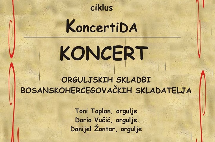 “Koncert“ Orguljske skladbe bh.skladatelja” večeras u crkvi Presvetog Trojstva